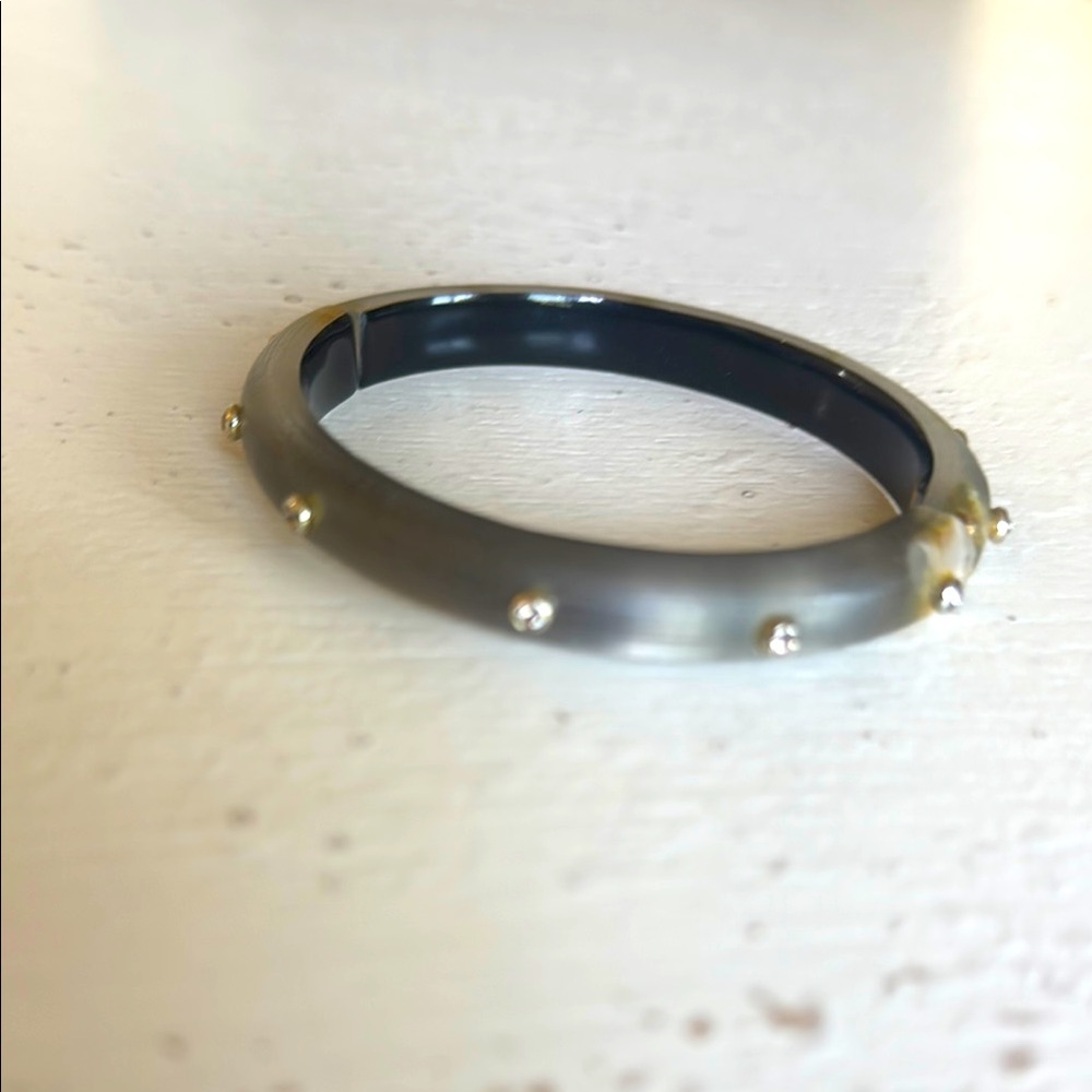 Gray Studded Resin Bangle Bracelet